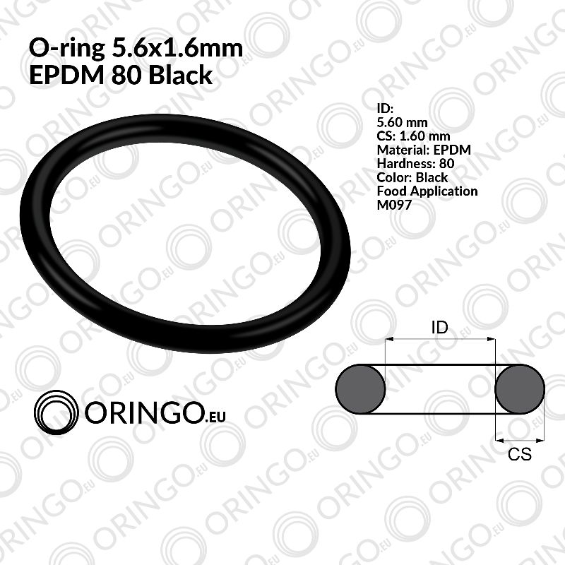 uitzetten kwaadheid de vrije loop geven Continu O-ring 5.6×1.6mm EPDM 80 Black Food Application M097 – Oringo